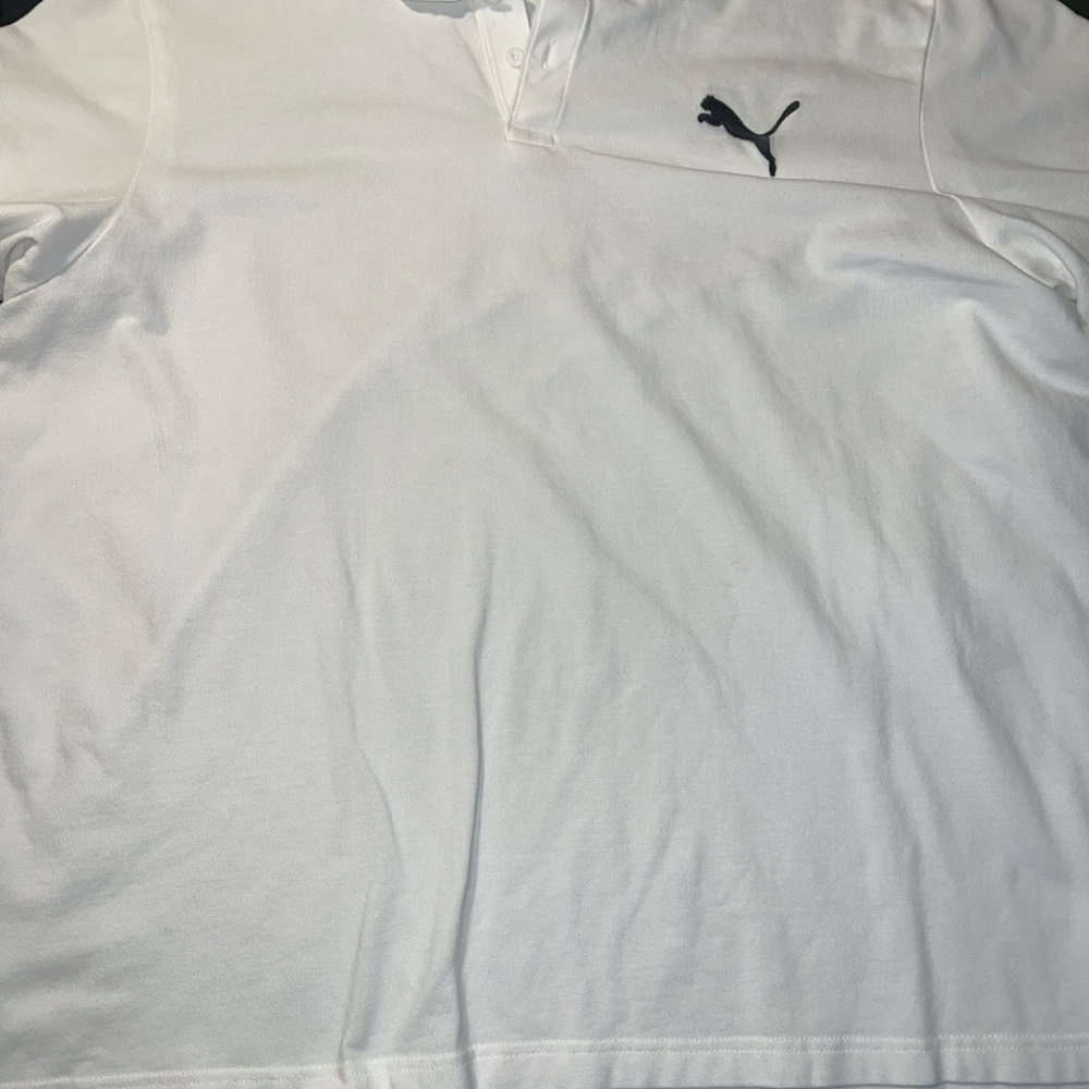 Puma Men's White Polo with Black Logo